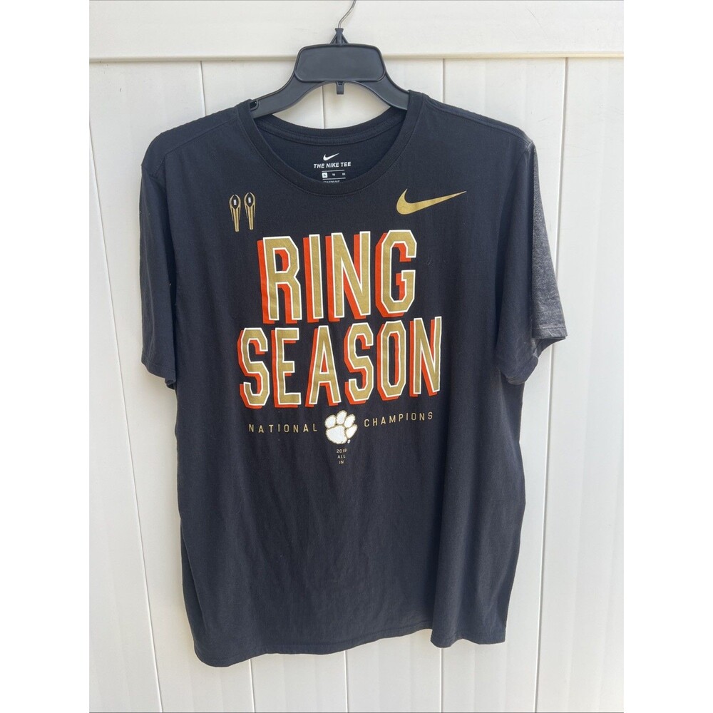 Clemson Tigers T Shirt Mens XL Black National Champions Ring Season Nike Tee